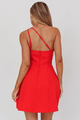 Opulent One-Shoulder Mini Dress Red
